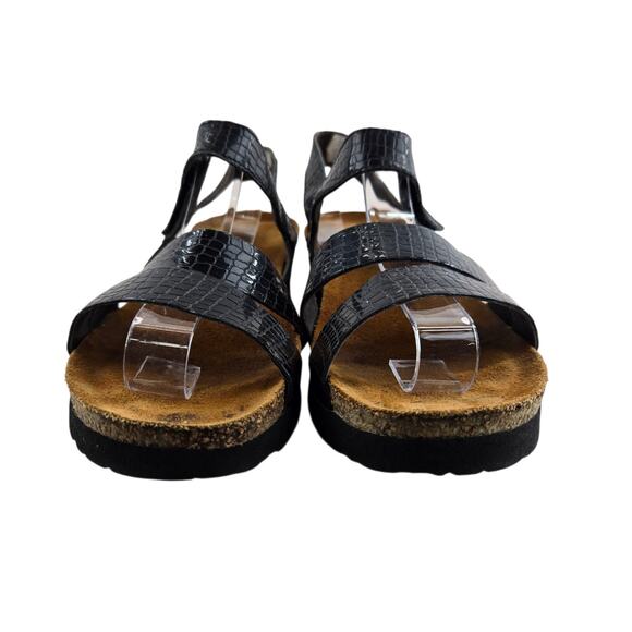 Naot Kayla Sandals Womens 8 8.5 39 Black Reptile Embossed Adjustable Straps - Picture 4 of 11